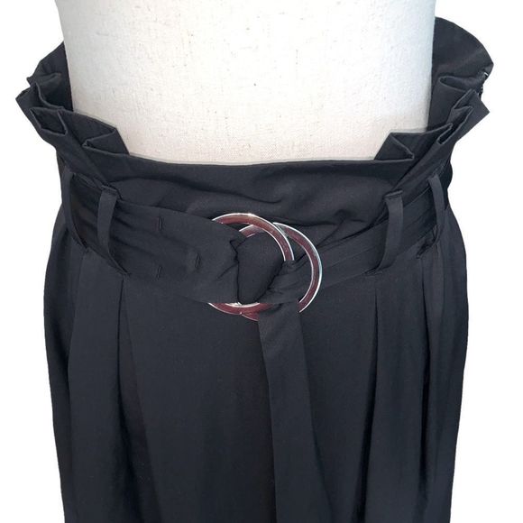 ZARA BLACK A-LINE PLEATED SKIRT WITH BELT | NEW WITH TAGS | NO FLAWS | MEDIUM - Picture 4 of 11
